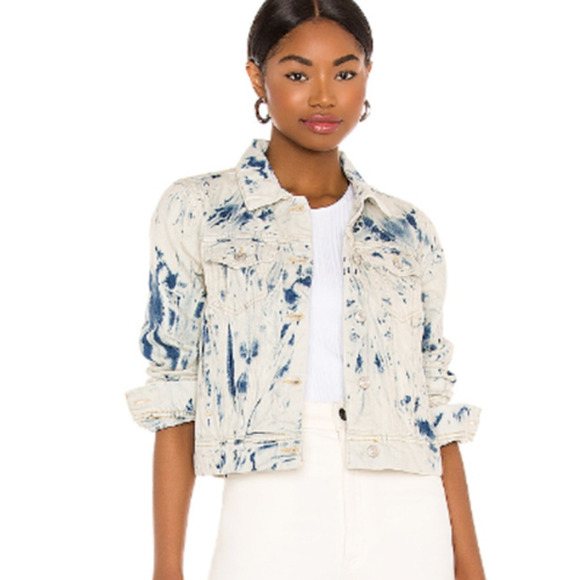 Free People Rumors Denim Jacket- WOMEN SMALL -Jones Tie Dye Blue Jean Jacket-NEW - Picture 3 of 7